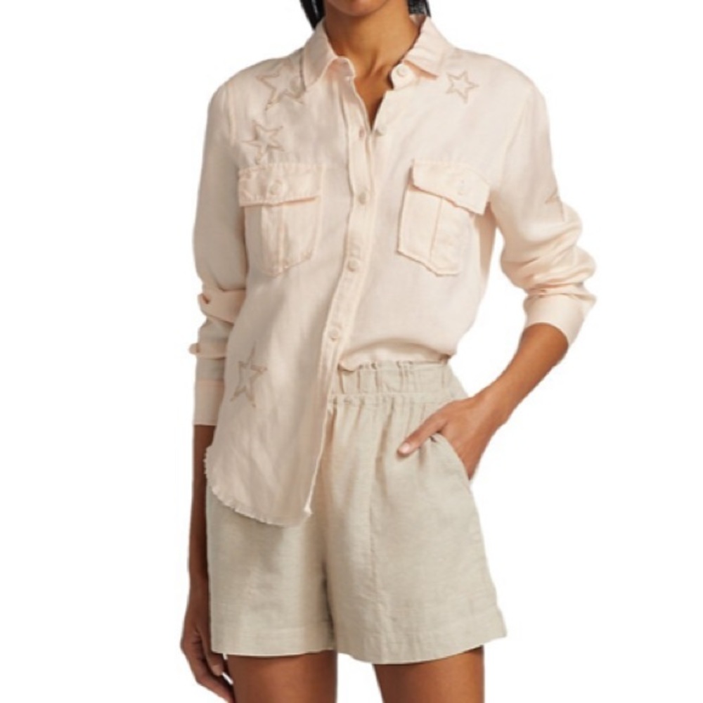 Rails Loren embroidered stars Light pink tencil button down shirt extra large